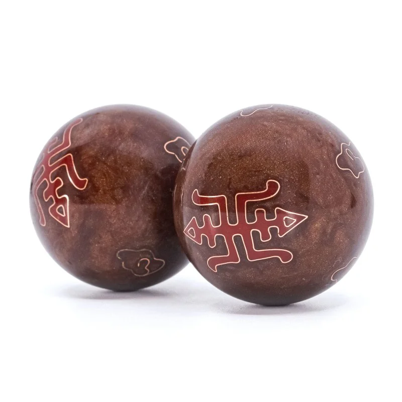 Boules de Qi Gong - Boules de santé chinoises en cloisonné marrons Boules de Qi Gong - Boules de santé chinoises en cloisonné marrons