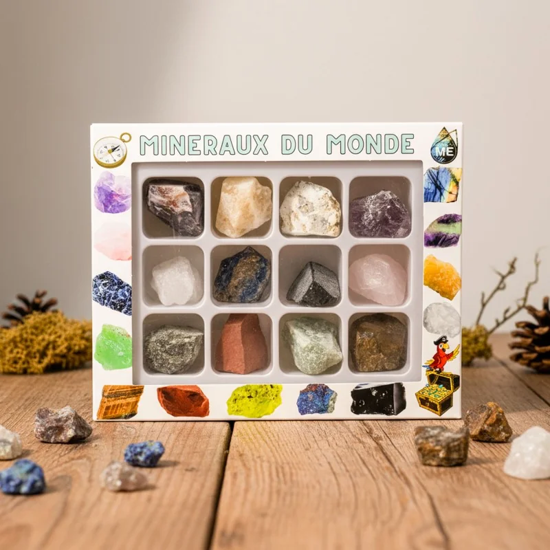 Boite de 12 minéraux bruts mixte 2 cm