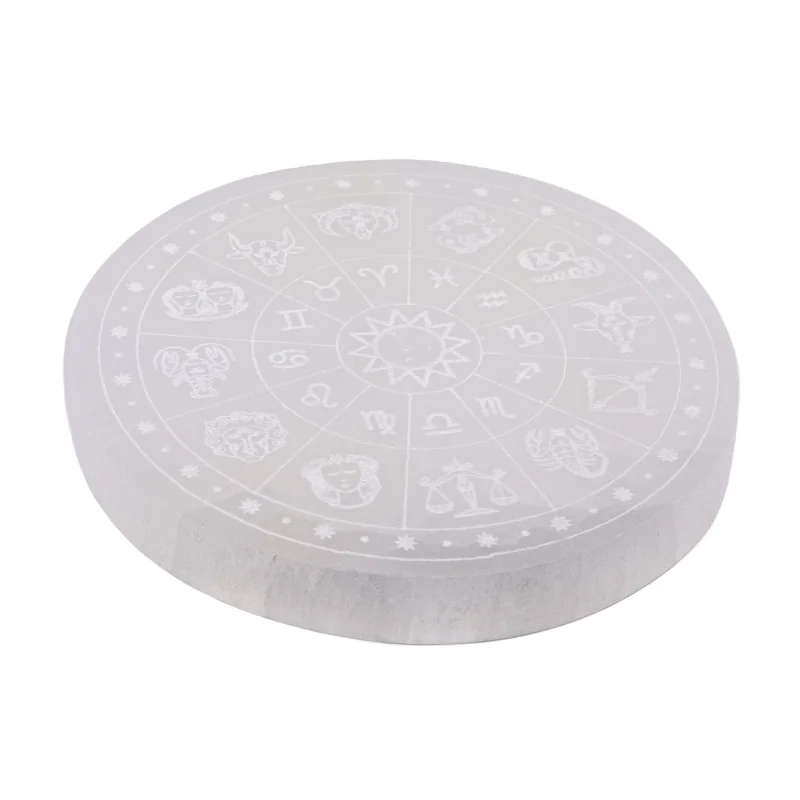 Planche radiesthésie pour pendule Zodiaque en Sélénite A+ 100 mm