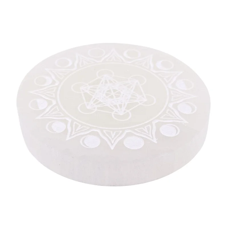 Plaque Cube de Métatron en Sélénite A+ 80 mm