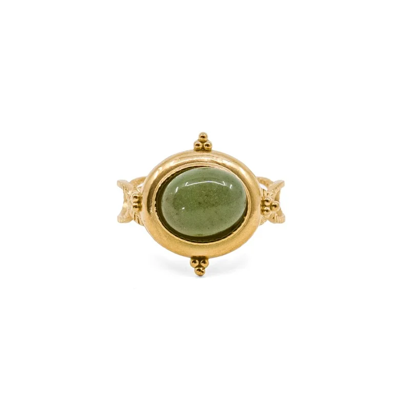 Bague dorée Médina Aventurine verte A taille unique