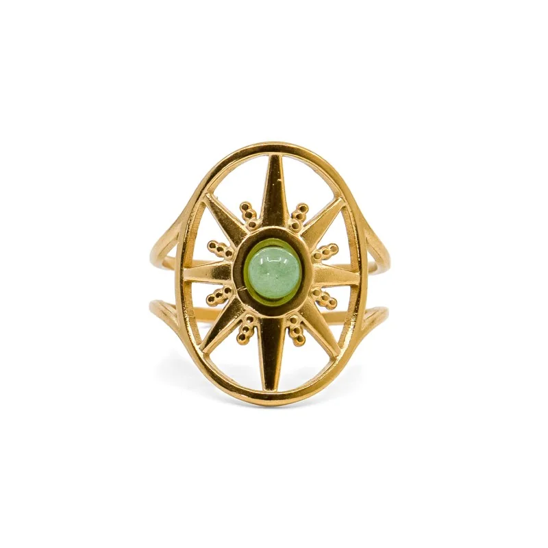 Bague dorée Nova Aventurine verte A taille unique