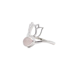 Bague argent 925 modèle 02 quartz rose Madagascar AA taille unique