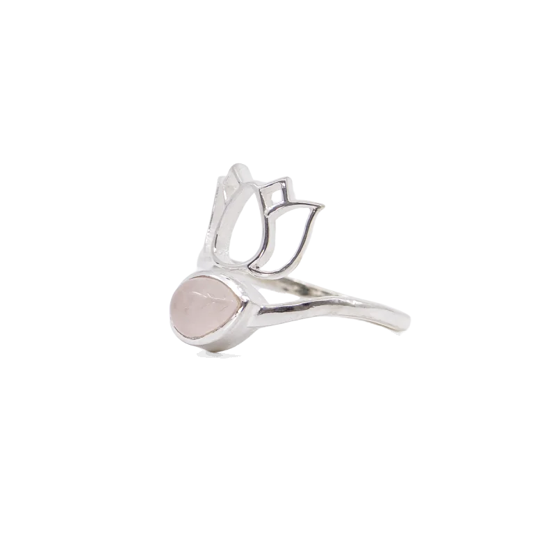 Bague argent 925 modèle 02 quartz rose Madagascar AA taille unique