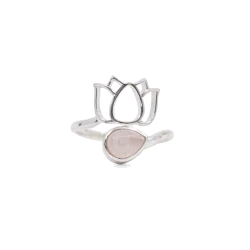 Bague argent 925 modèle 02 quartz rose Madagascar AA taille unique