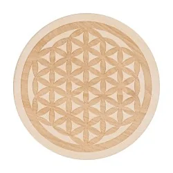 Fleur de vie - Pleine gravée en bois - 100 mm - Modèle 11