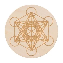 Plaque Cube de Métatron - Gravée en bois - 100 mm - Modèle 13