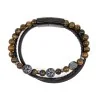 Bracelet cuir brun Koru oeil de tigre A