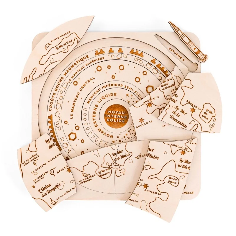 Puzzle éducatif en bois - La croûte et la surface de la Lune