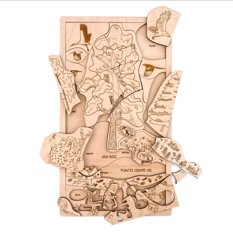Puzzle éducatif en bois - Les strates de la forêt