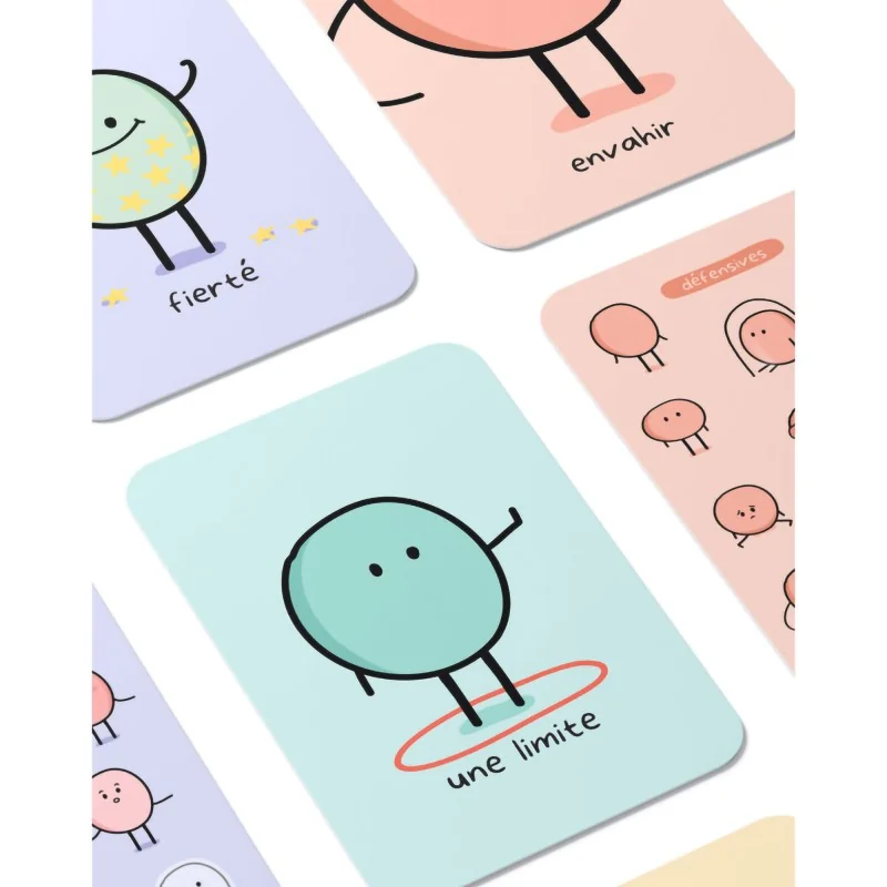 cartes illustrées du jeu mes premiers pas pour identifier ses besoins, émotions, mécanismes