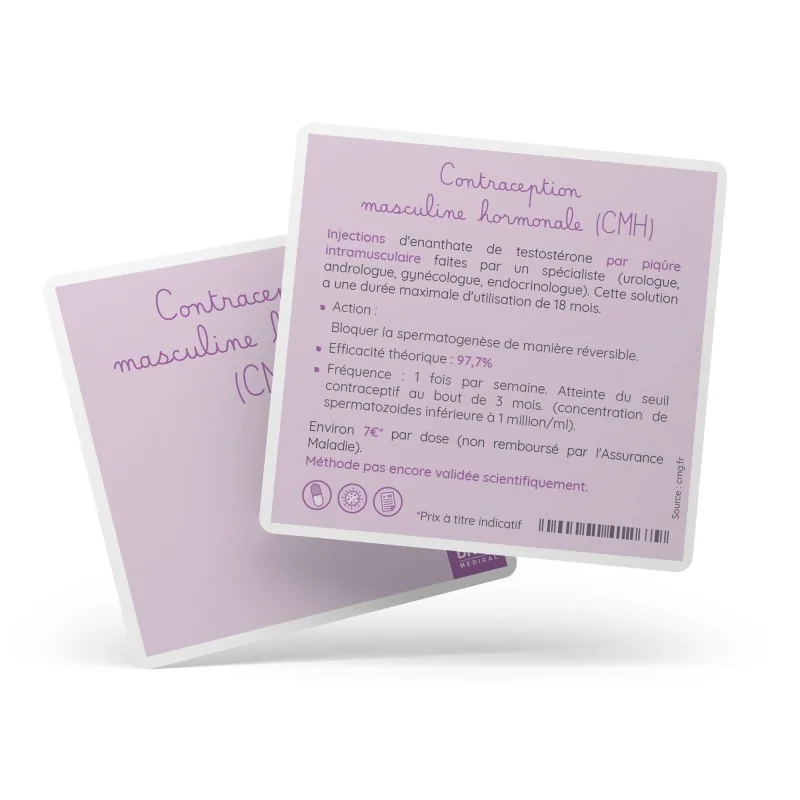 Contraception masculine hormonale de démonstration avec fiche explicative Contraception masculine hormonale de démonstration avec fiche explicative